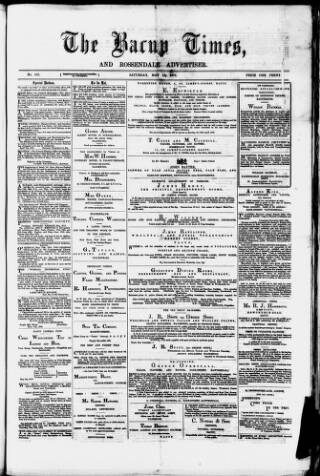 cover page of Bacup Times and Rossendale Advertiser published on May 13, 1876